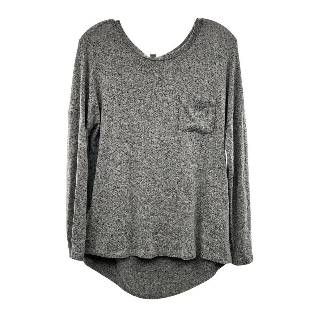 A New Day Women's Hi Low Long Sleeve Top Gray/Black Heathered Size Small